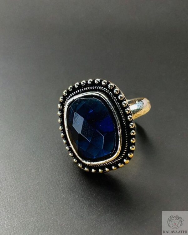 Modern blue statement ring for women