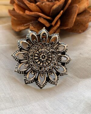 Handcrafted oxidized silver adjustable ring