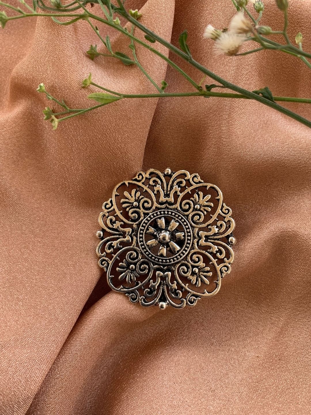 Elegant handcrafted oxidized ring