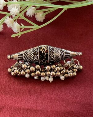 Oxidised Silver Ring with Beaded Detailing