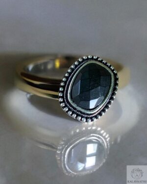 Rustic black oxidised ring with adjustable band for everyday wear