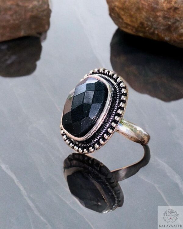 Boho style black oxidised ring for women