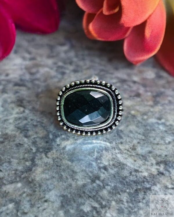 Handcrafted adjustable black oxidised finger ring