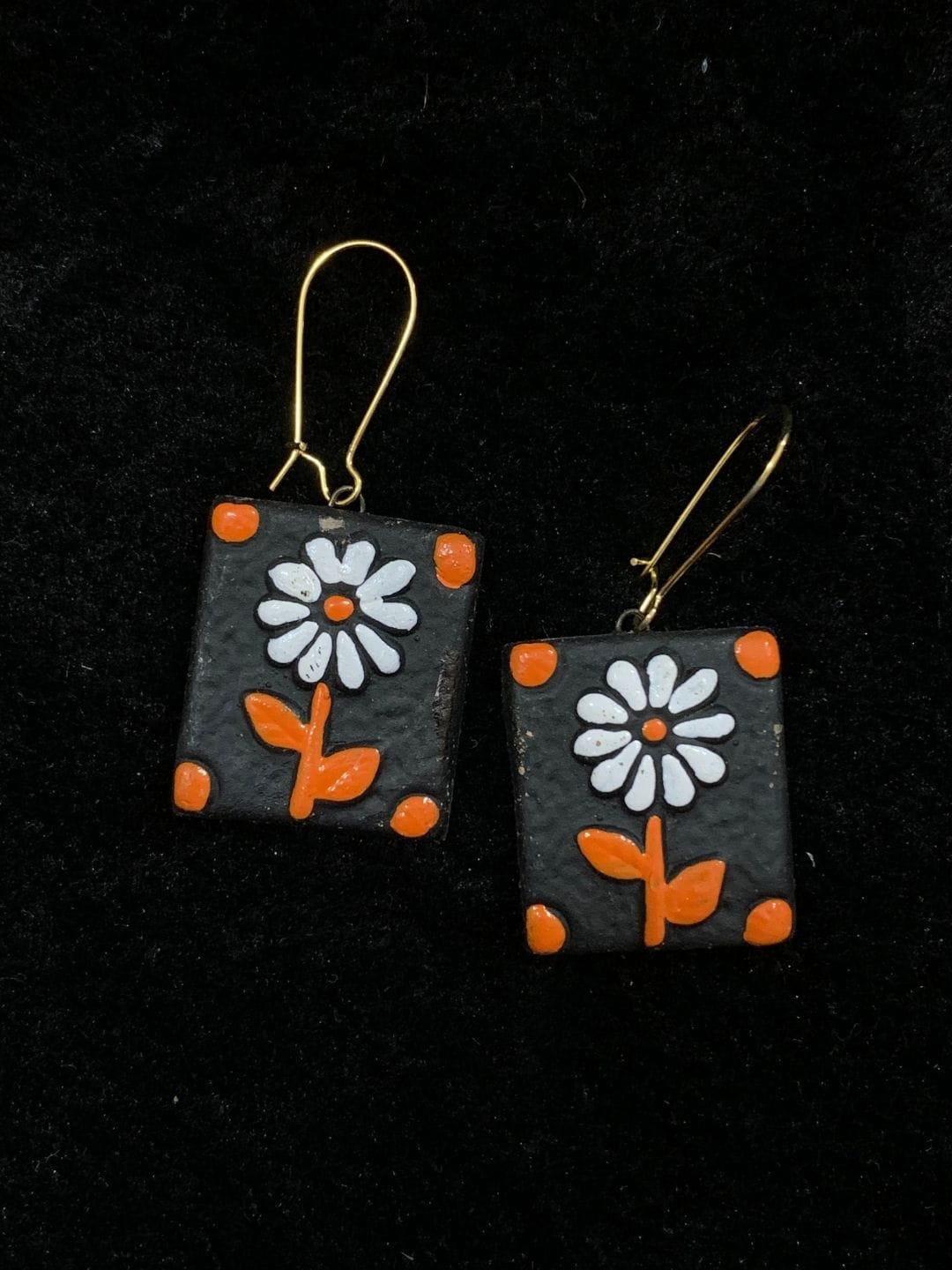 Handcrafted Terracotta Earrings with Floral Design for Women