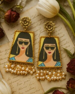 Bohemian Hand-Painted Fabric Earrings