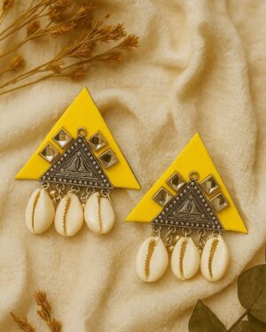 Lightweight Triangular Fabric Statement Earrings