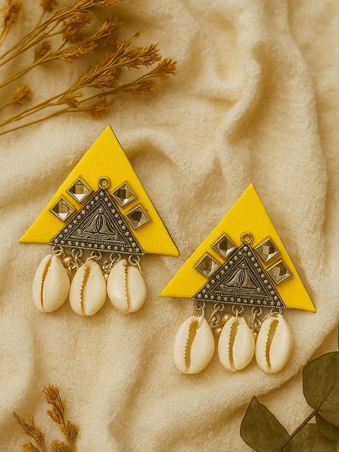 Lightweight Triangular Fabric Statement Earrings