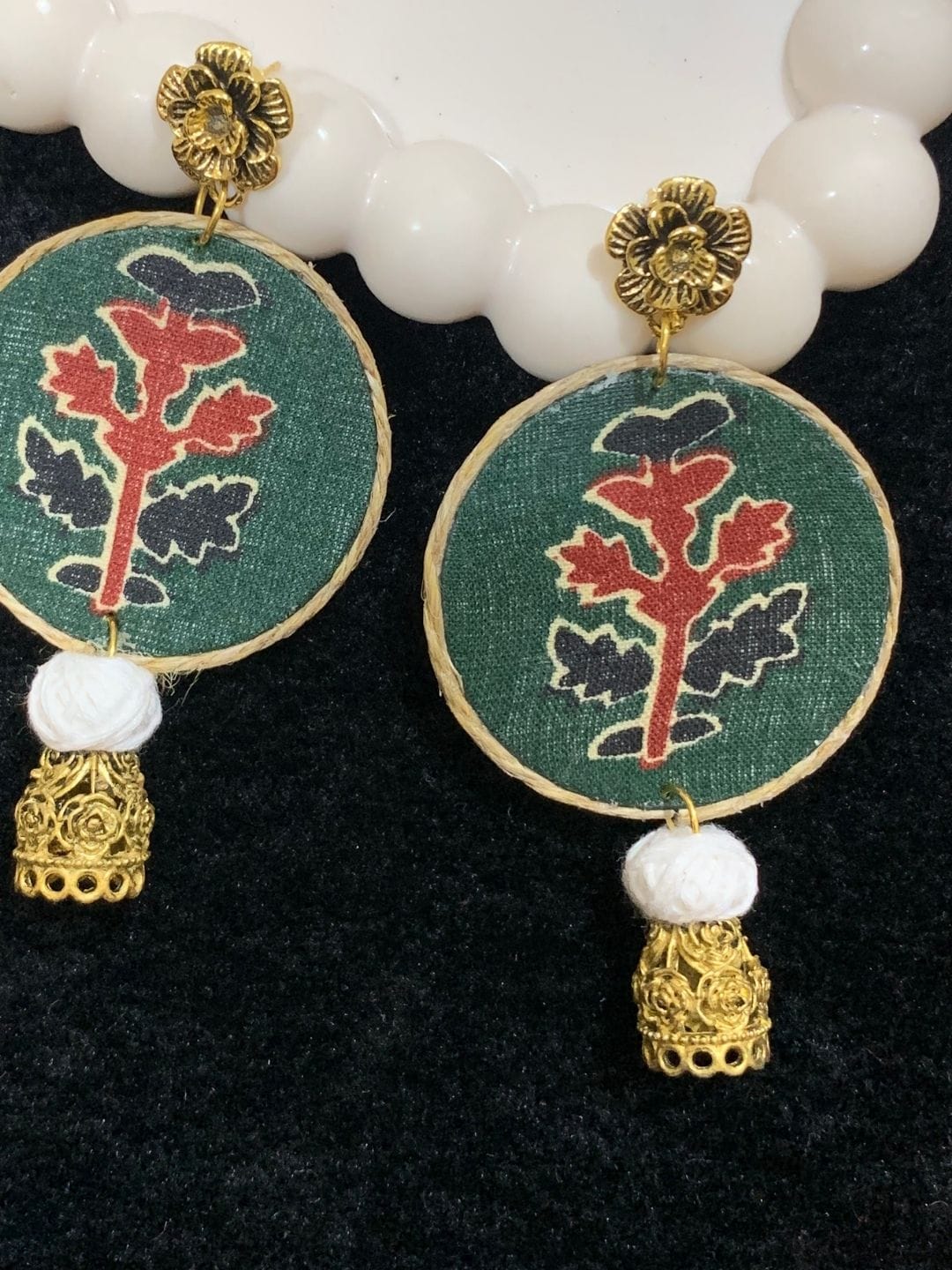 Floral Motif & Jhumka Danglers - Image 4