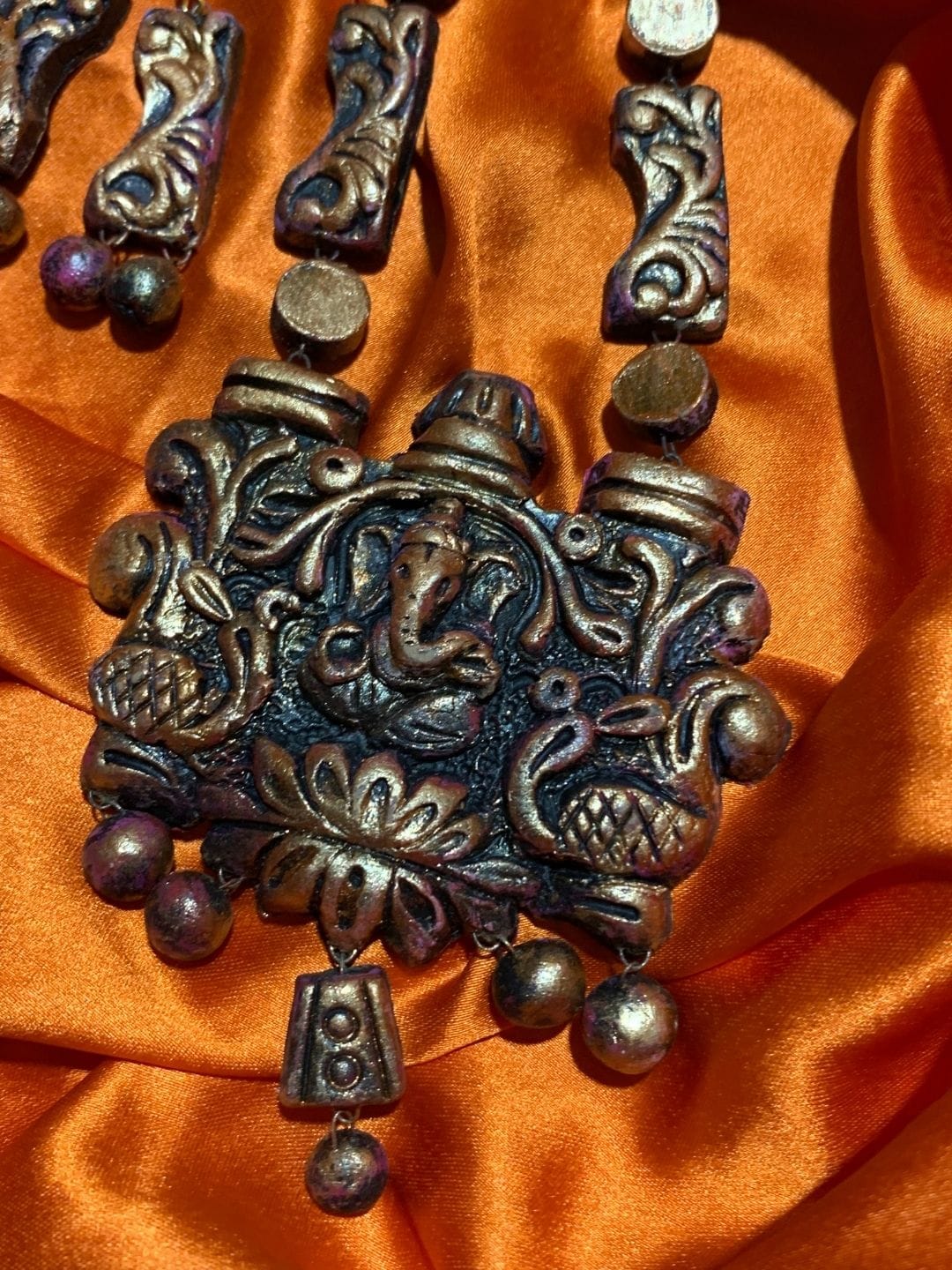 Antique Ganesha Terracotta Necklace Set - Image 2