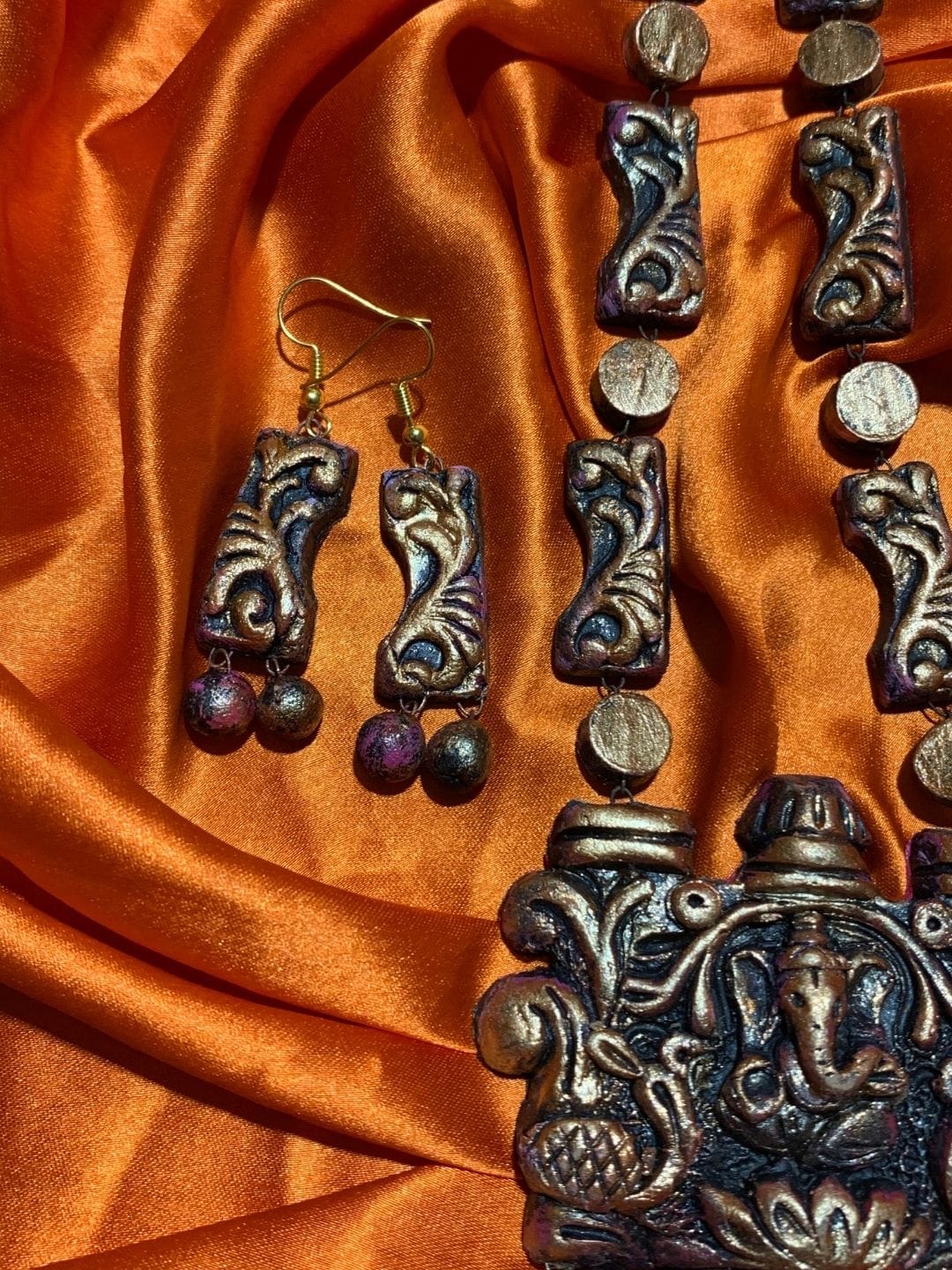 Antique Ganesha Terracotta Necklace Set - Image 3