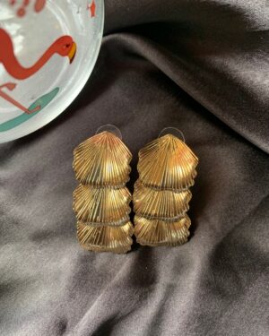 Layered Leaf Shell Statement Earrings