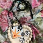 White & Orange Handpainted Pendant Set