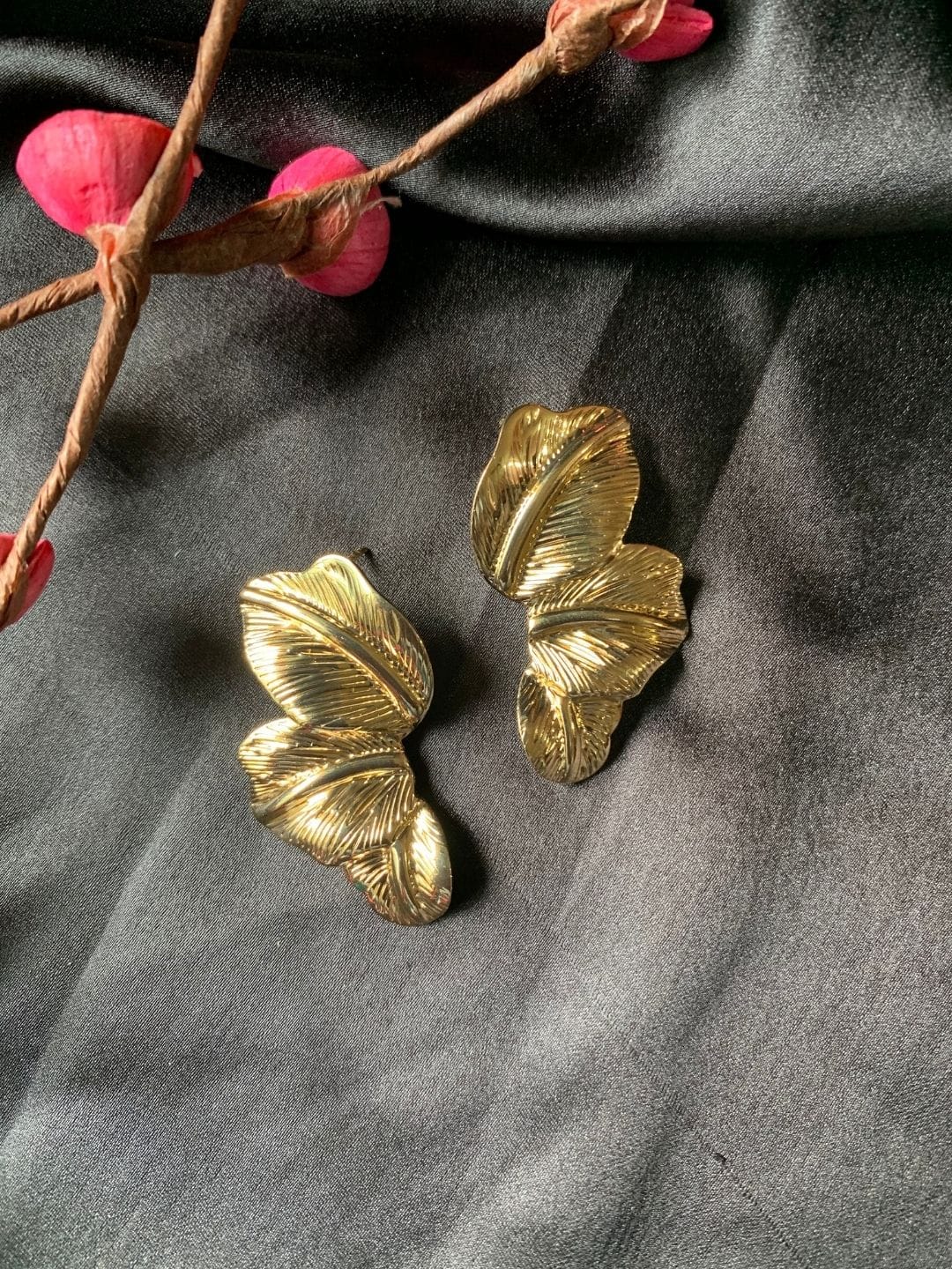 Golden Leaf Statement Earrings