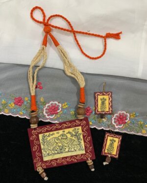 Rustic Lovebirds Madhubani Necklace Set