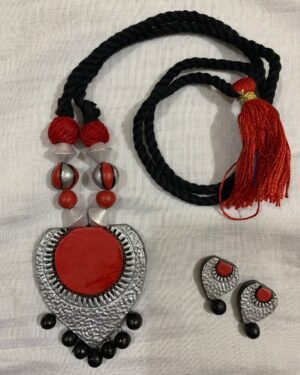 Boho chic terracotta necklace set