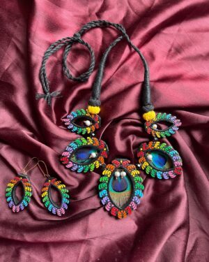 Peacock Glow Handcrafted Necklace Set