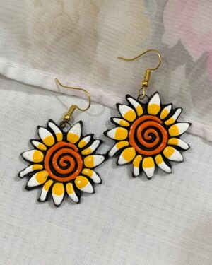 Yellow & White Sunflower Terracotta Earrings