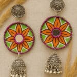 Hand Paint Fabric Earring with Oxidised Touch