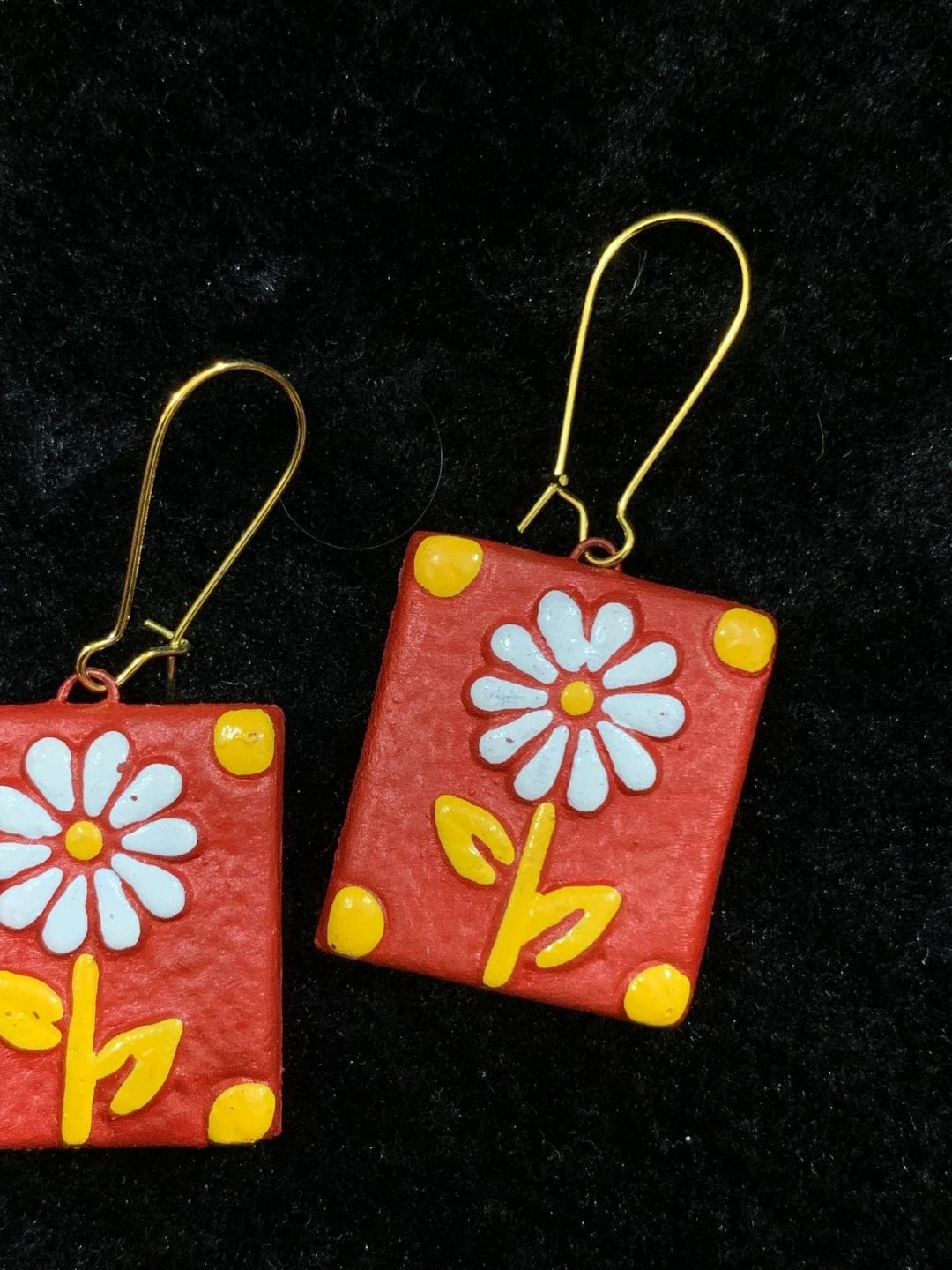 Bohemian Hand-Painted Terracotta Earrings for Women - Image 2