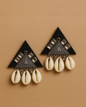 Handmade Triangle Earrings with Cowrie Shells