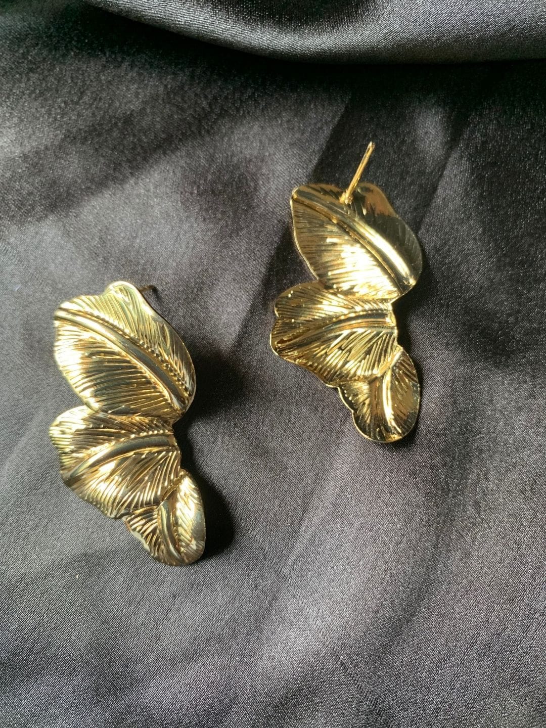 Golden Leaf Statement Earrings - Image 3