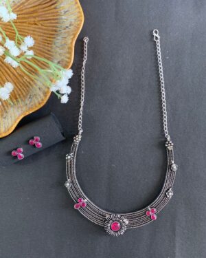 Boho Oxidised Necklace Set for Women