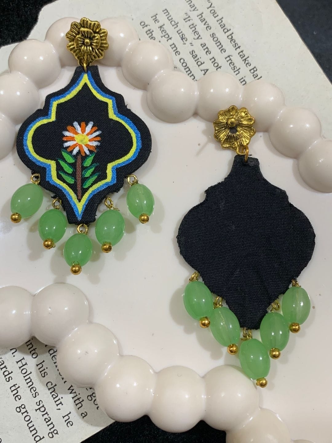 Handmade Colorful Fabric Danglers - Image 2