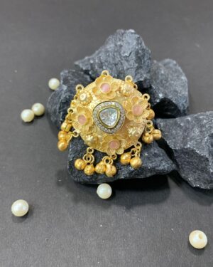 Kashmiri White Kundan Ghungroo Statement Ring