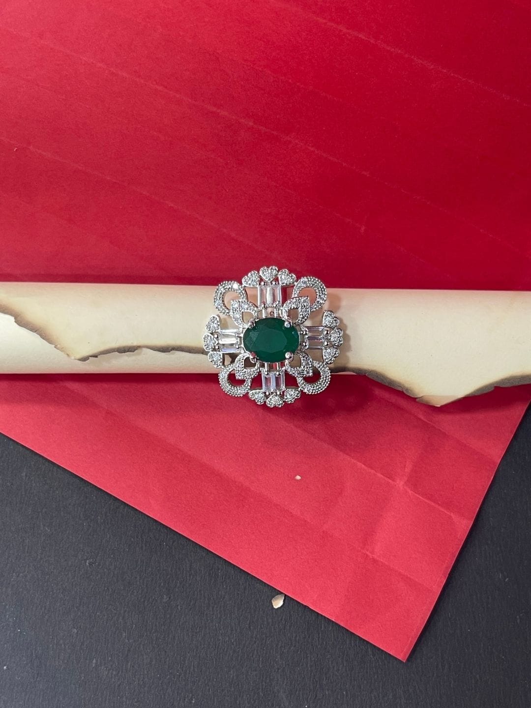 Emerald Green AD Cocktail Ring - Image 6