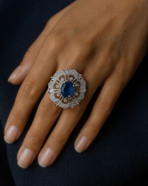 Sapphire Blue AD Royal Ring