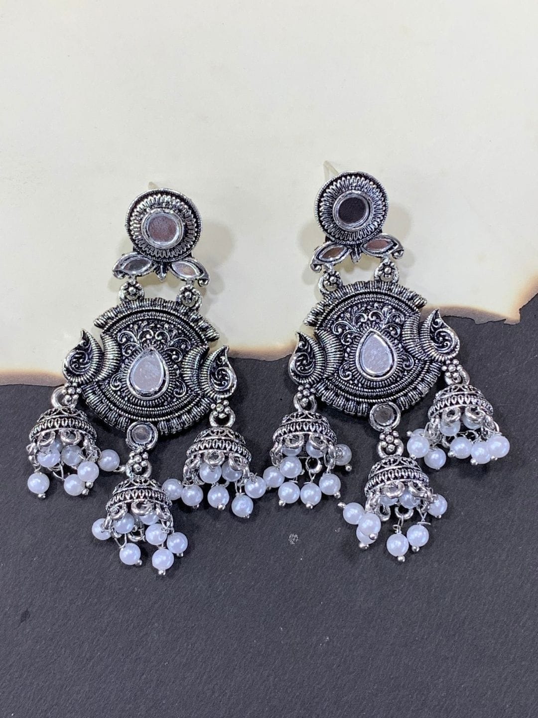 Round Filigree Jhumka Earrings - Image 3