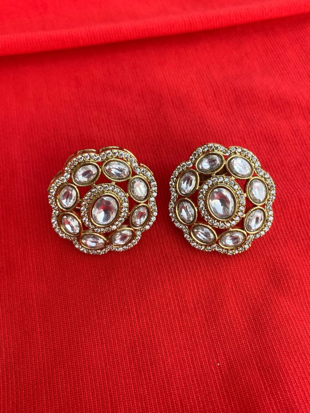 Royal Polki Kundan Statement Studs - Image 2