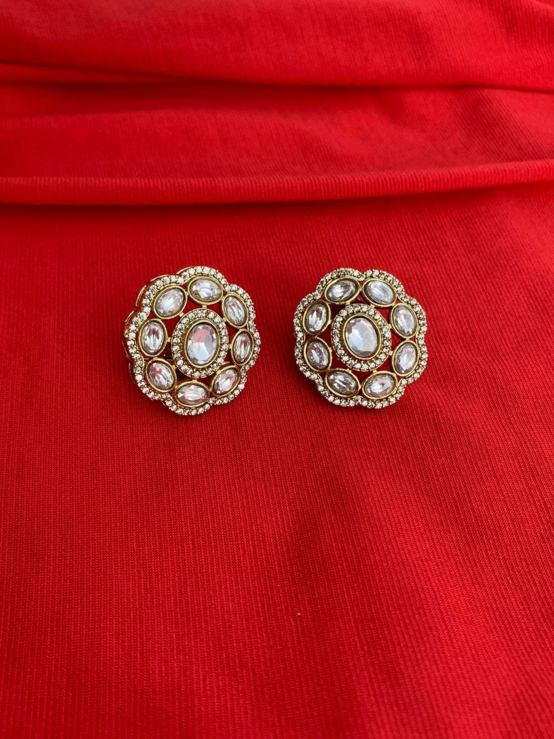 Royal Polki Kundan Statement Studs - Image 3