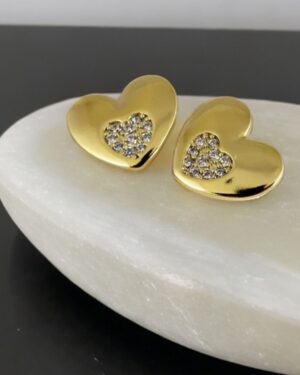 Gold Heart Stud Earrings