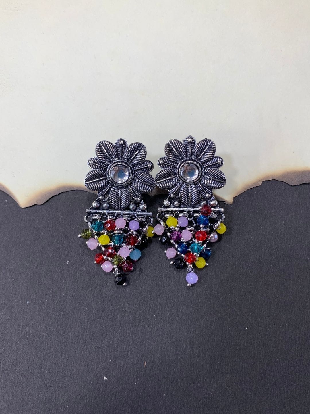 Floral Drop Bead Earrings - Image 2
