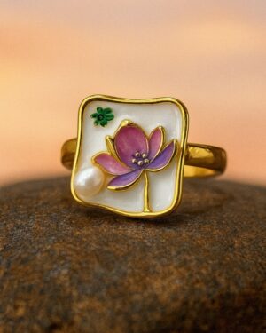Lotus Enamel Art Ring