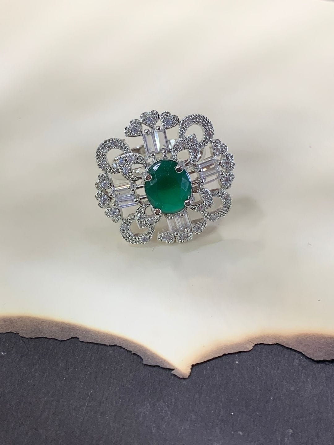 Emerald Green AD Cocktail Ring - Image 3