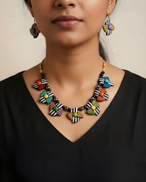 Multicolor Handmade Terracotta Boho Necklace Set