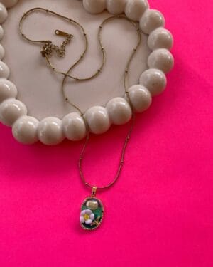 Anti Tarnish Gold Floral Pendant Necklace