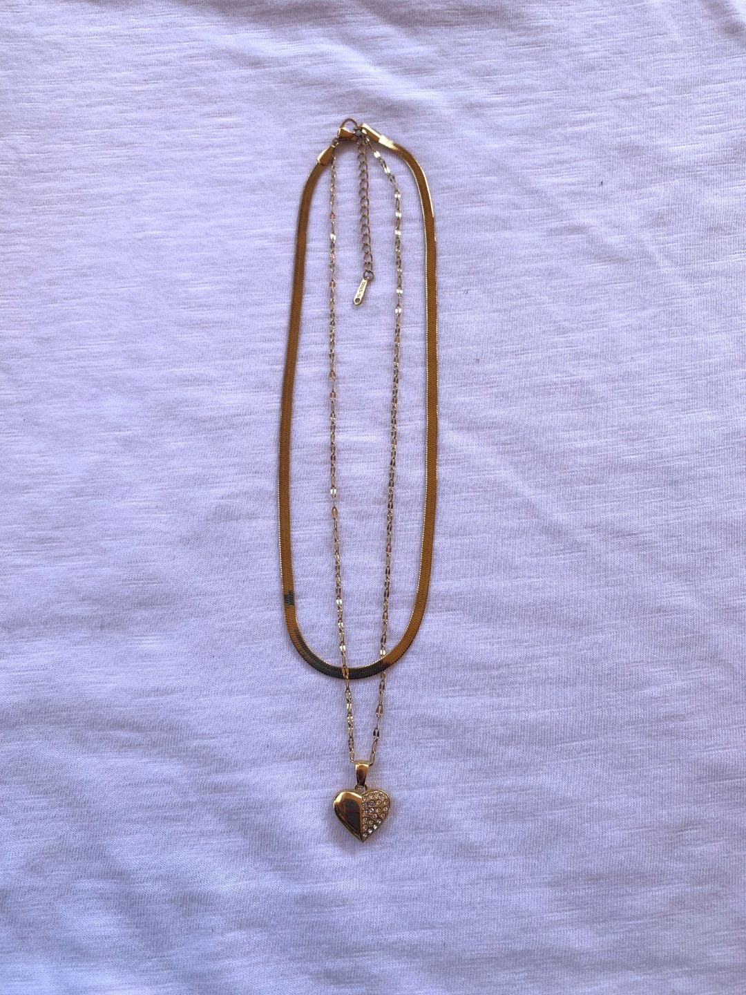 Anti Tarnish Golden Heart Layered Necklace - Image 5