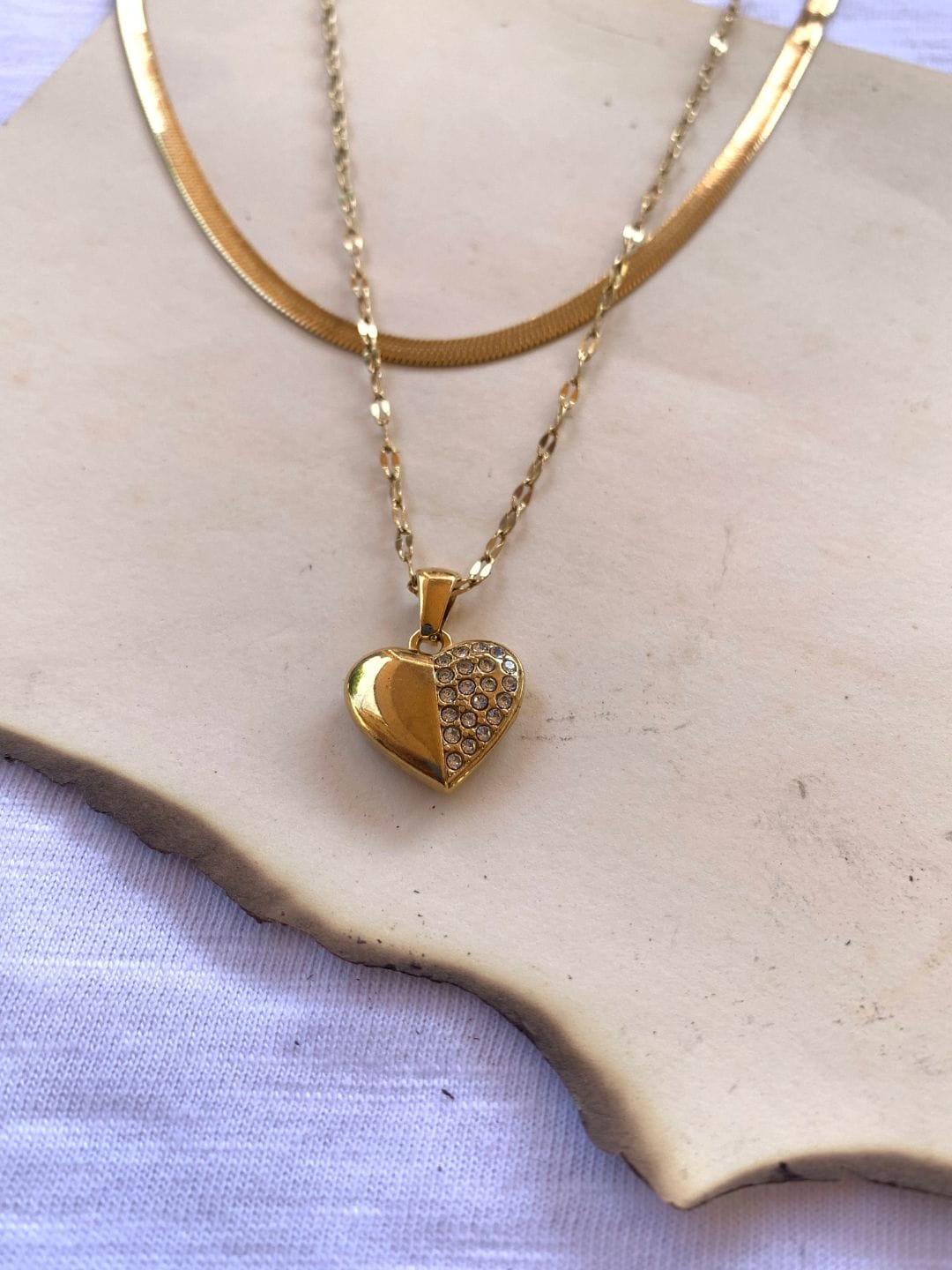 Anti Tarnish Golden Heart Layered Necklace - Image 7