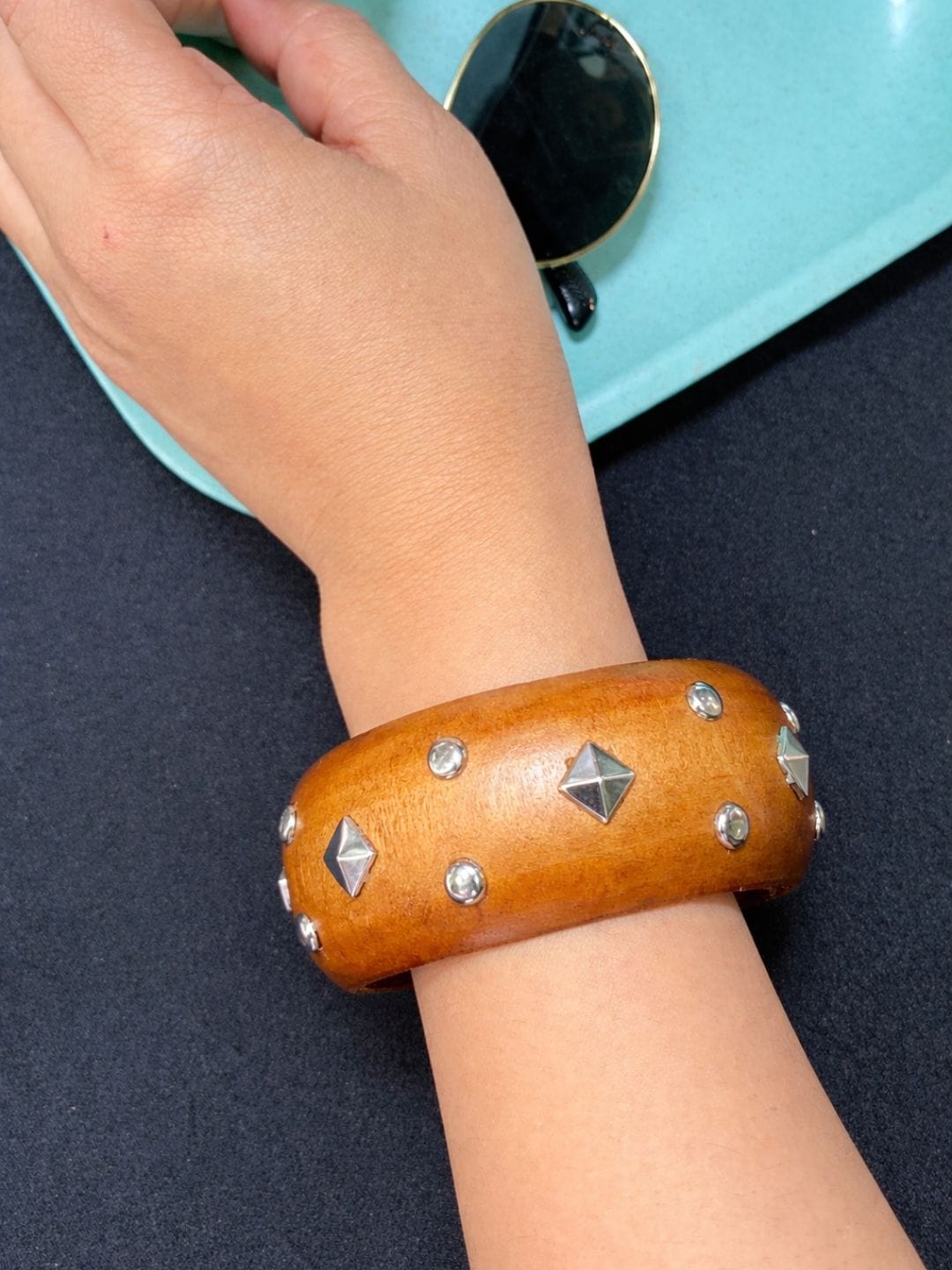 Wooden Kada with Silver Studs - Image 2
