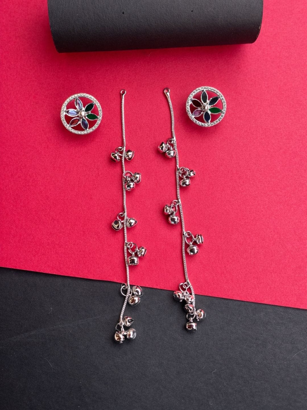 Floral Two-Way Ghungroo Earrings - Image 2