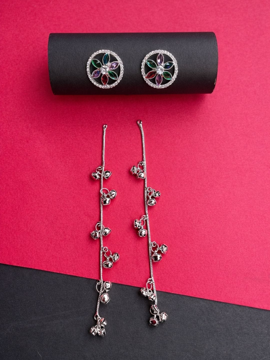 Floral Two-Way Ghungroo Earrings - Image 4