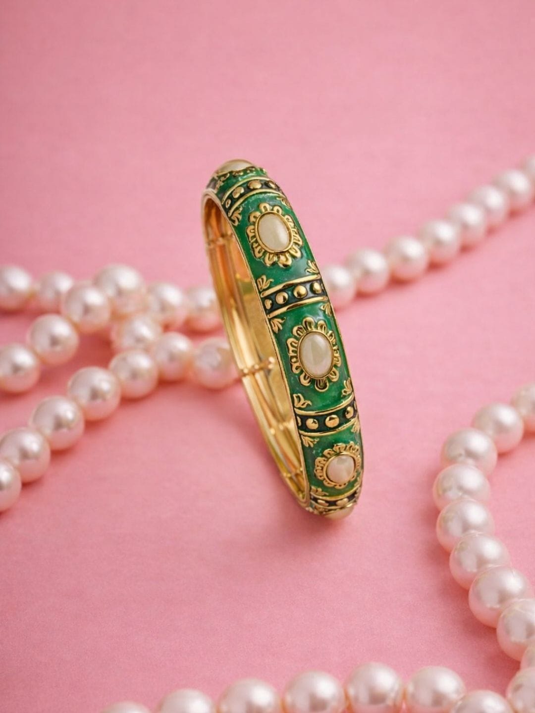Green Enamel Gold Bracelet