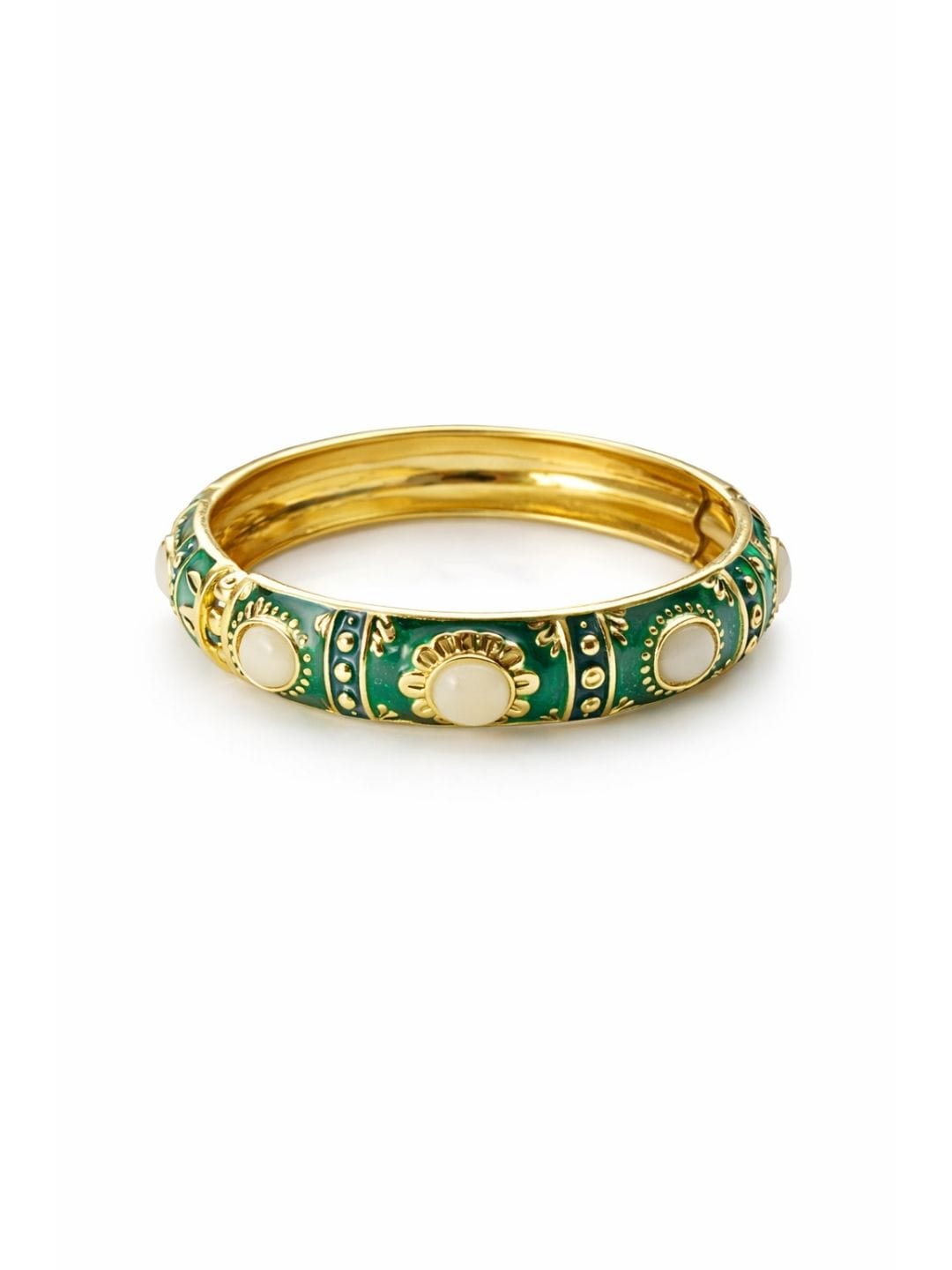 Green Enamel Gold Bracelet - Image 4