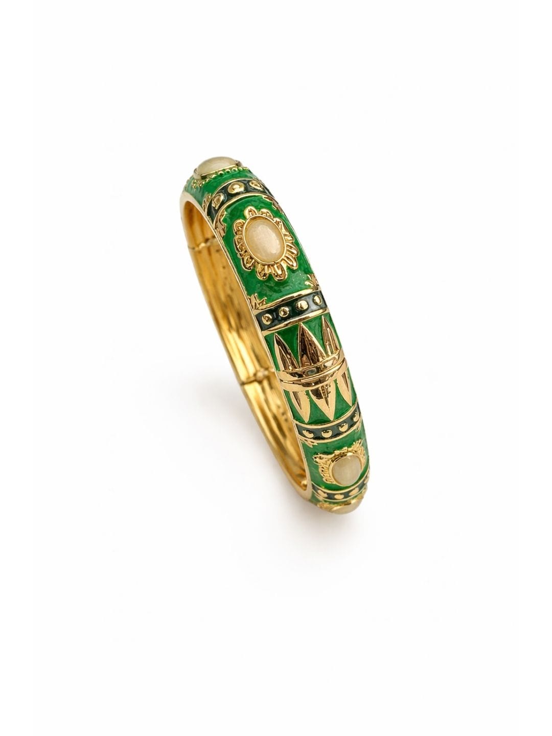 Green Enamel Gold Bracelet - Image 5