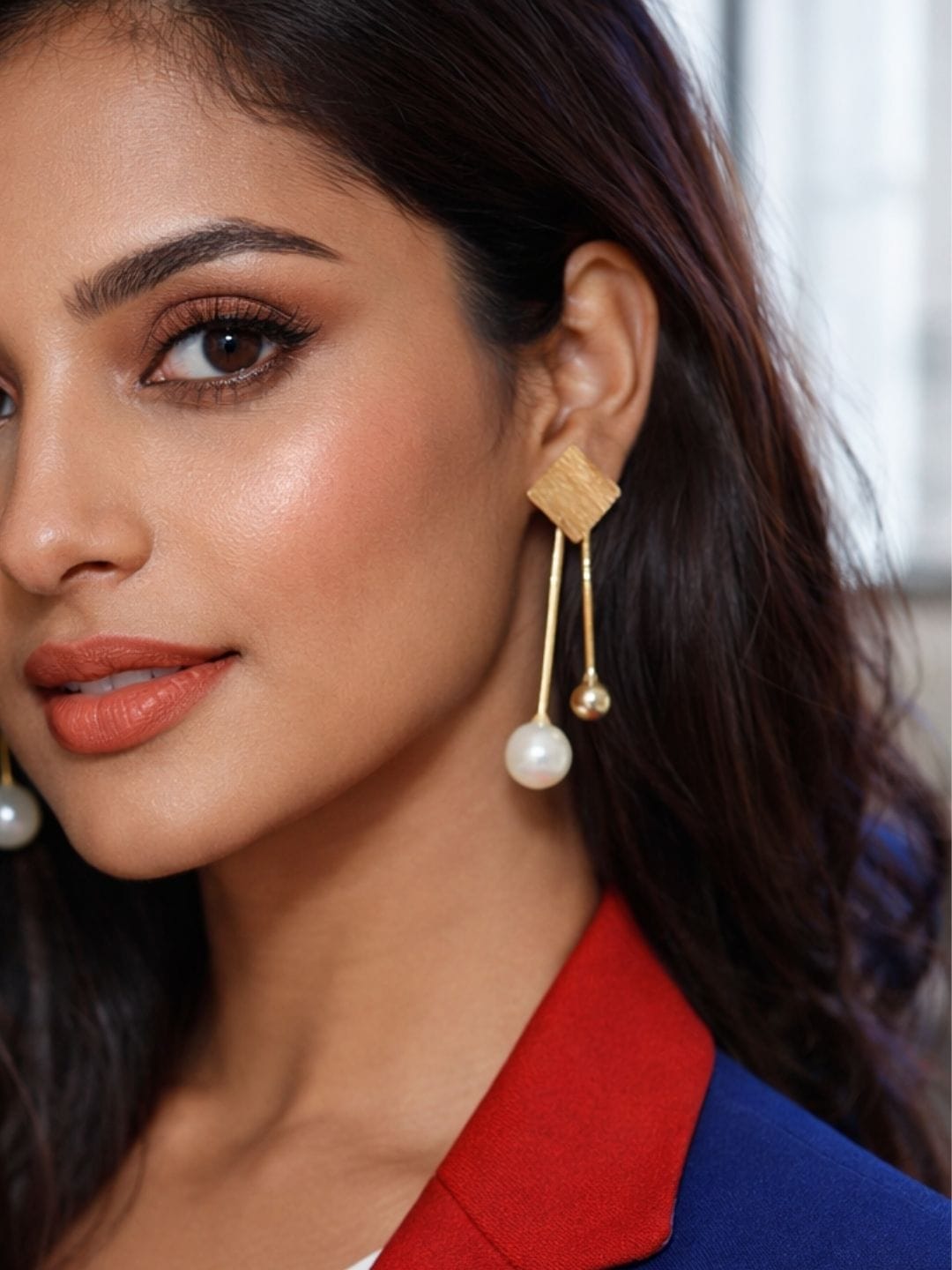 Golden Pearl Drop Earrings - Image 5